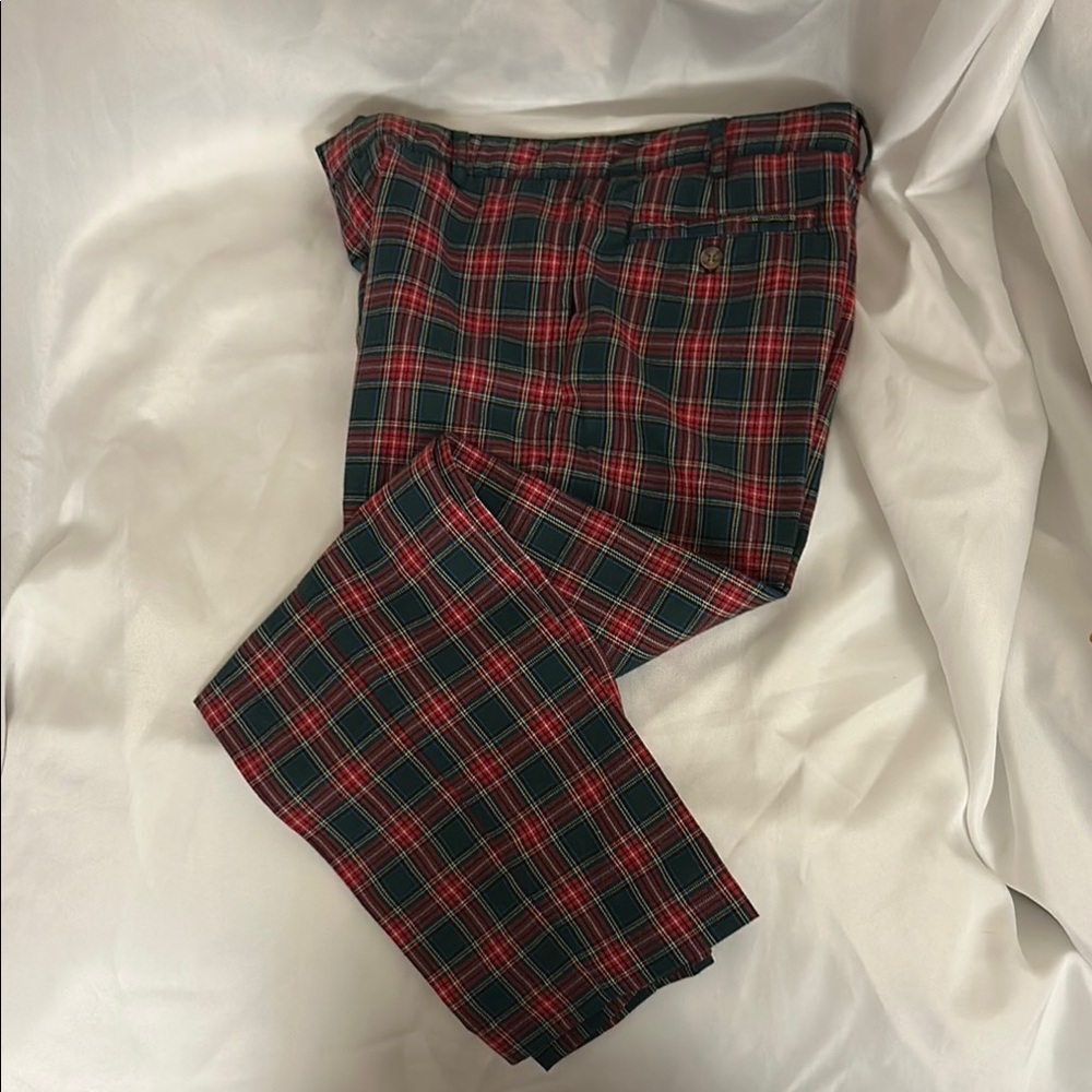 Plaid Men's Pants - Red and Green